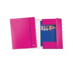 Cartella 3 lembi con elastico WOW - 25 x 35 cm - dorso variabile - cartoncino plastificato - fucsia metal - Leitz