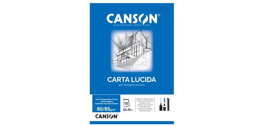 Blocco carta lucida - 23 x 33 cm - 10 fogli - 80gr - uso manuale - Canson