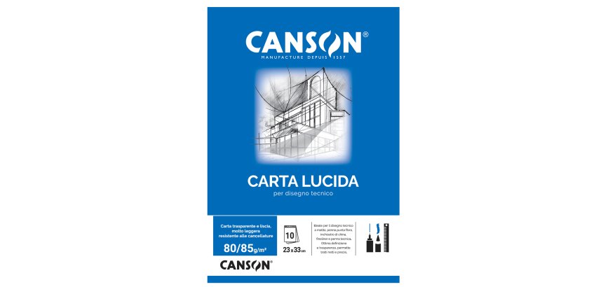 Blocco carta lucida - 23 x 33 cm - 10 fogli - 80gr - uso manuale - Canson