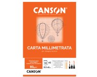 Blocco carta opaca millimetrata - A3 - 10 fogli - 80gr - Canson