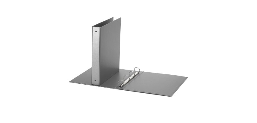 Raccoglitore Europa - 22 x 30 cm - 4 anelli tondi 30 mm - dorso 4 cm - grigio metallizzato - Favorit