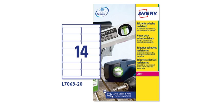 Avery White Heavy Duty Labels - Laser - L7063