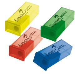 Temperamatite con contenitore - 1 foro - Faber-Castell - conf. 25 pezzi