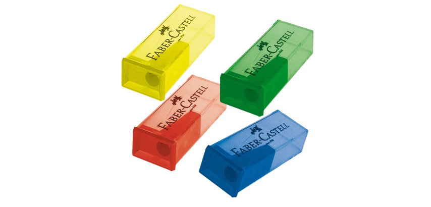 Temperamatite con contenitore - 1 foro - Faber-Castell - conf. 25 pezzi