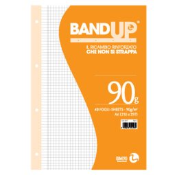 Ricambi BandUp forati rinforzati - A4 - quadretto 4mm con margine - 40 fogli - 90gr - BM