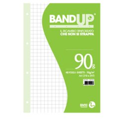 Ricambi BandUp forati rinforzati - A4 - quadretto 10mm - 40 fogli - 90gr - BM