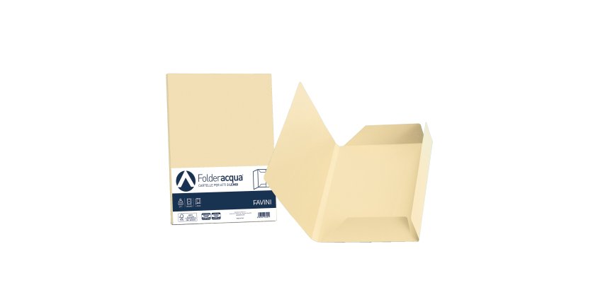 Cartellina 3 lembi Acqua - 200 gr - A4 - cartoncino bristol - camoscio - Favini - conf. 25 pezzi