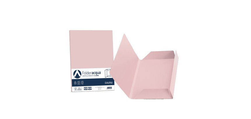 Cartellina 3 lembi Acqua - 200 gr - A4 - cartoncino bristol - rosa - Favini - conf. 25 pezzi