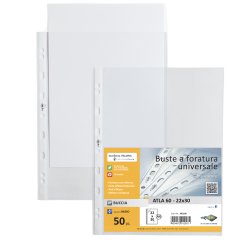 Buste forate Atla - leggera - buccia - 22x30 cm - trasparente - Sei Rota - conf. 50 pezzi
