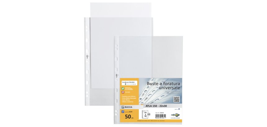 Buste forate Atla - pesante - buccia - 22 x 30 cm - trasparente - Sei Rota - conf. 50 pezzi