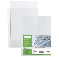 Buste forate Atla T - pesante - liscio - 22 x 30 cm - trasparente - Sei Rota - conf. 50 pezzi