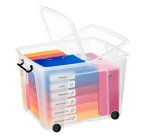 Contenitore multiuso Strata con coperchio e ruote - 58x48x41 cm - PPL - trasparente - 75 L - Cep