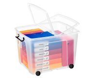 Contenitore multiuso Strata con coperchio e ruote - 58x48x41 cm - PPL - trasparente - 75 L - Cep