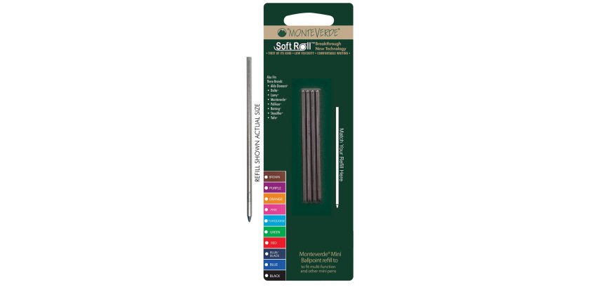Minirefill per sfera multifunzione - punta media - verde - Monteverde - conf. 4 pezzi