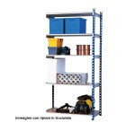 Scaffale Rang'Eco180 - modulo aggiunta - 5 ripiani - portata ripiano 180 kg - 100 x 35 x 200 cm - acciaio - grigio/blu - Paperflow