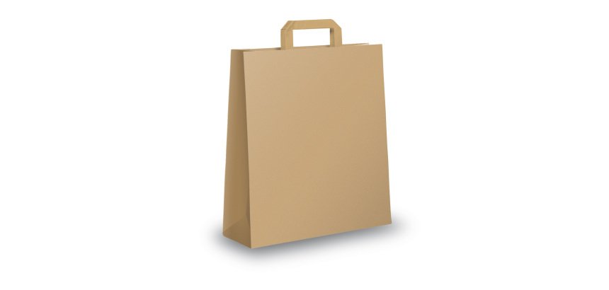 Shopper - maniglie piattina - 22 x 10 x 29 cm - carta kraft - avana - Mainetti Bags - conf. 350 pezzi