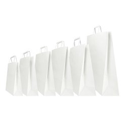 Shopper - maniglia piattina - 22 x 10 x 29 cm - carta kraft - bianco - Mainetti Bags - conf. 350 pezzi