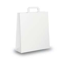 Shopper - maniglia piattina - 36 x 12 x 41 cm - carta kraft - bianco - Mainetti Bags - conf. 250 pezzi