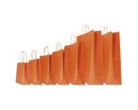 Shopper Twisted - maniglie cordino - 26 x 11 x 35 cm - carta kraft - arancio - Mainetti Bags - conf. 25 pezzi