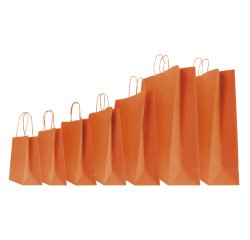 Shopper Twisted - maniglie cordino - 26 x 11 x 35 cm - carta kraft - arancio - Mainetti Bags - conf. 25 pezzi