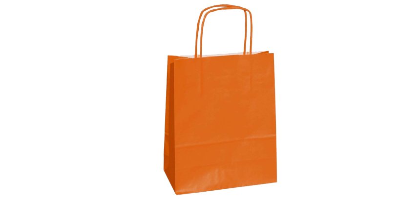 Shopper Twisted - maniglie cordino - 36 x 12 x 41 cm - carta kraft - arancio - Mainetti Bags - conf. 25 pezzi