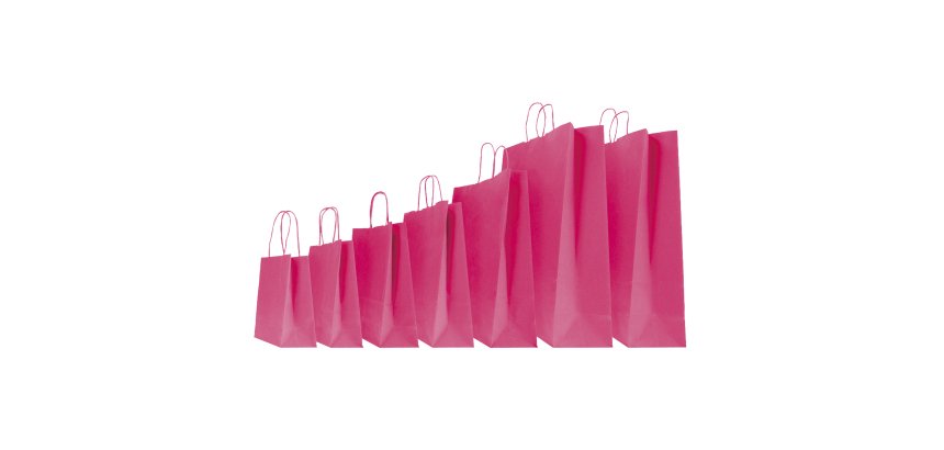 Shopper Twisted - maniglie cordino - 45 x 15 x 50 cm - carta kraft - magenta - Mainetti Bags - conf. 25 pezzi