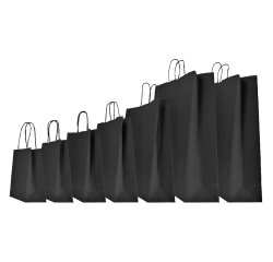 Shopper Twisted - maniglie cordino - 45  x 15 x 50 cm - carta kraft - nero - Mainetti Bags - conf. 25 pezzi