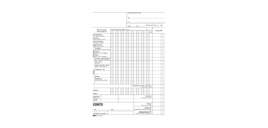 Blocco conto albergo/pensione - 15 giorni - uso mano - 23 x 15cm - 100 fogli - Edipro