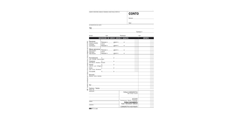 Blocco conto albergo/pensione - 7 giorni - uso mano - 23 x 15cm - 100 fogli - Edipro