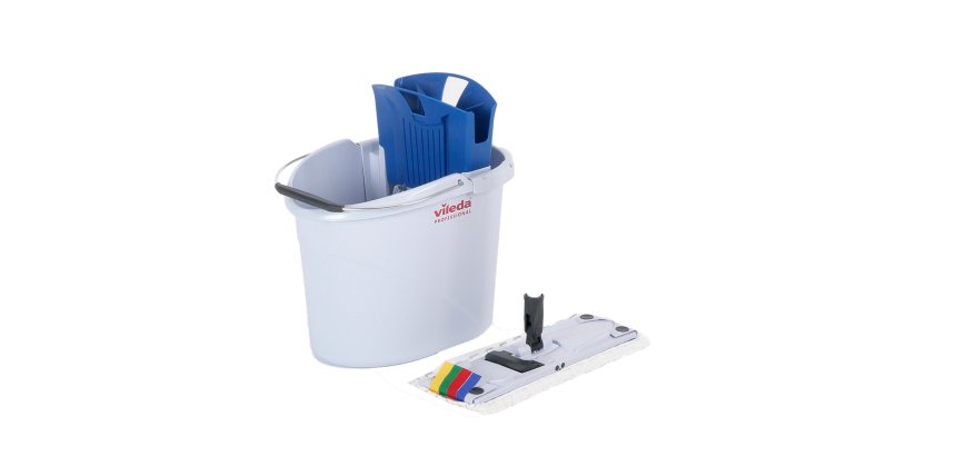 Kit UltraSpeed Mini - secchio da 10 L con strizzatore + mop + telaio 34 cm - mix di prodotti in omaggio inclusi - Vileda