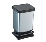 Pattumiera a pedale Paso - 29x27x46 cm - 20 L - PPL metallizzato - nero/argento - Rotho