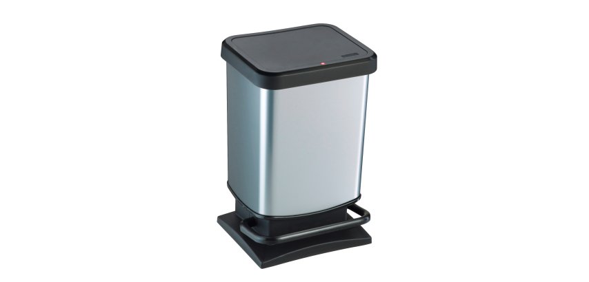Pattumiera a pedale Paso - 29x27x46 cm - 20 L - PPL metallizzato - nero/argento - Rotho
