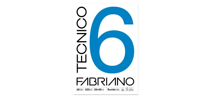 Blocco Tecnico 6 - 25 x 35 cm - 20 fogli - 220 gr - ruvido - Fabriano