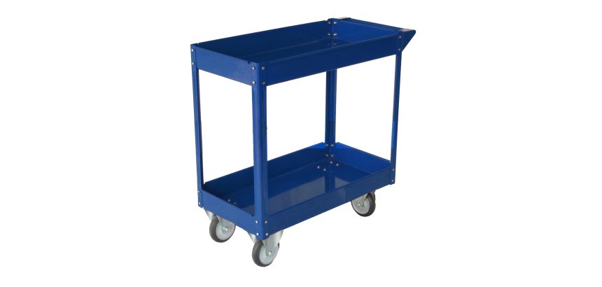 Carrello da lavoro - 2 ripiani - 84 x 41 x 82 cm - portata max 100 kg - acciaio verniciato - blu - Serena Group