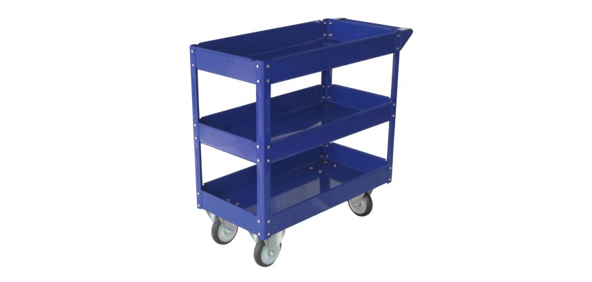 Carrello da lavoro - 3 ripiani - 84 x 41 x 82 cm - portata max 100 kg - acciaio verniciato - blu - Serena Group