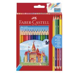 Matita colorata eco Il Castello+3 bicolor + 1 grafite - colori assortiti - Faber-Castell - astuccio 36 pezzi