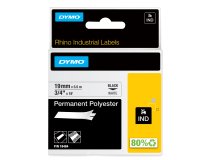 Nastro Rhino 18484 - 19 mm x 5,5 mt - poliestere permanente - nero/bianco - Dymo