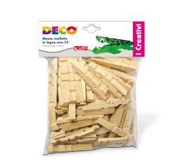 Mezze mollette legno - 72mm - DECO - sacchetto 100 pezzi