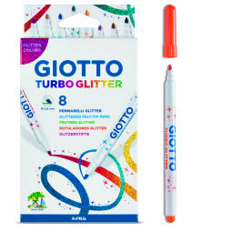 En_rotulador giotto turbo glitter purpurina caja de 8 unidades