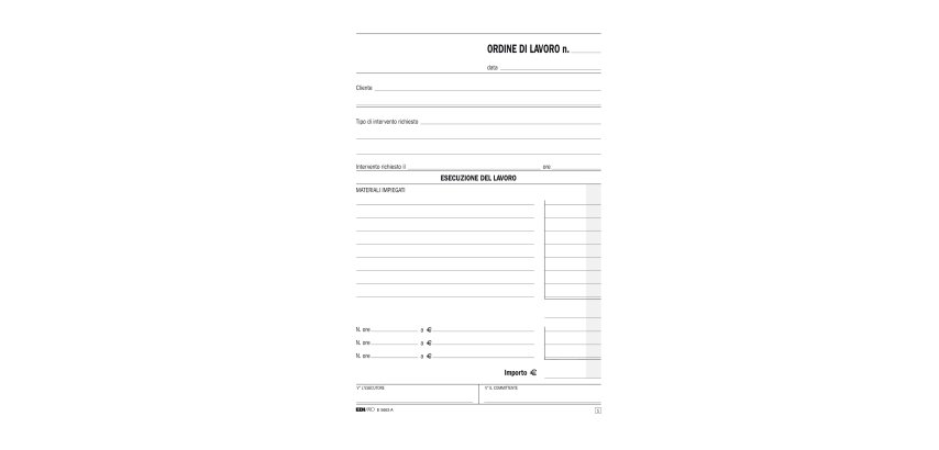 Blocco ordine di lavoro - 50 fogli 2 copie ricalcanti - 23 x 15cm - Edipro