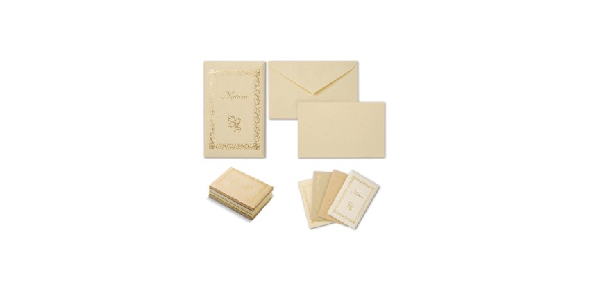 Taschetta 10 biglietti + 10 buste - Natura - 9 x 14 cm - colori assortiti - Rex Sadoch