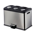 Pattumiera a pedale Multiflux - 59,3x38,2x43 cm - 3 secchi da 12 L ciascuno - inox - Medial