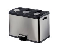 Pattumiera a pedale Multiflux - 59,3x38,2x43 cm - 3 secchi da 12 L ciascuno - inox - Medial