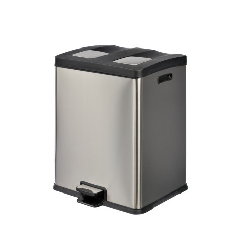 Pattumiera a pedale Multiflux - 49,5 × 45,9 × 63,6 cm - 2 secchi da 30 L ciascuno - inox - Medial
