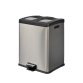 Pattumiera a pedale Multiflux - 49,5 × 45,9 × 63,6 cm - 2 secchi da 30 L ciascuno - inox - Medial