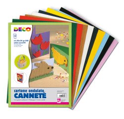 Cartoncino ondulato Cannetè 2200 - 25 x 35 cm - colori assortiti - DECO - conf. 10 fogli