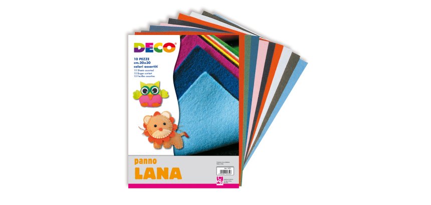 Panno lana - 20x30cm - colori assortiti - DECO - conf. 10 pezzi