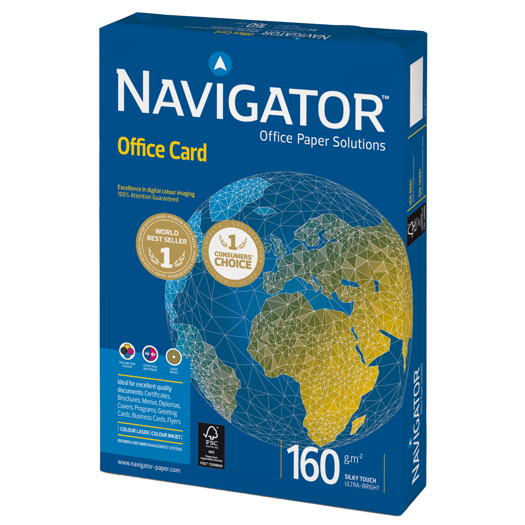 NAVIGATOR Office Card Carta per fotocopie e stampanti A3, 160 g/m², Bianco  (risma 250 fogli) - Carta Multiuso