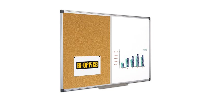 Lavagna combinata - 60 x 90 cm - bianco/ sughero - Bi-Office