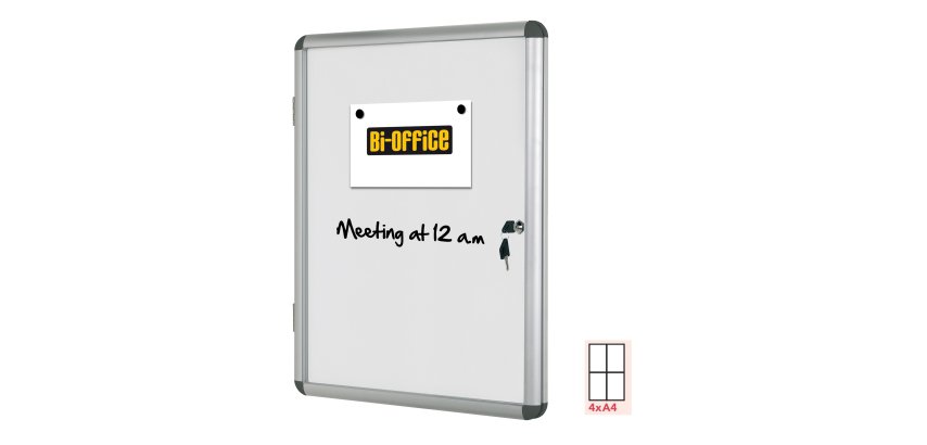 Bacheca per interni - fondo bianco magnetico - 4 fogli A4 - verticale - Bi-Office
